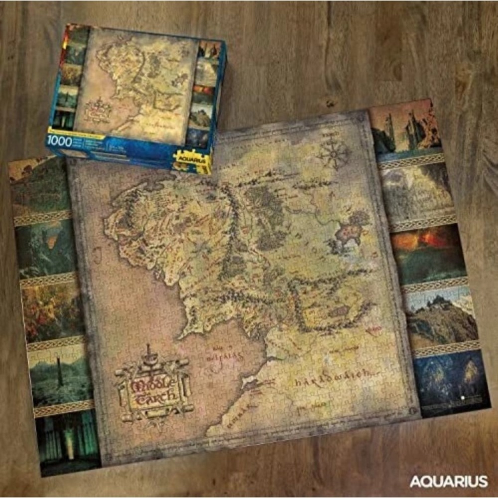 Lord of the Rings Map Jigsaw Puzzle 1000 Piece Aquarius Easy Framing Format NEW
